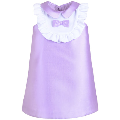 Girl's Ruffle Bib Shift Dress in Lilac