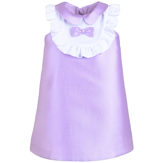 Girl's Ruffle Bib Shift Dress in Lilac