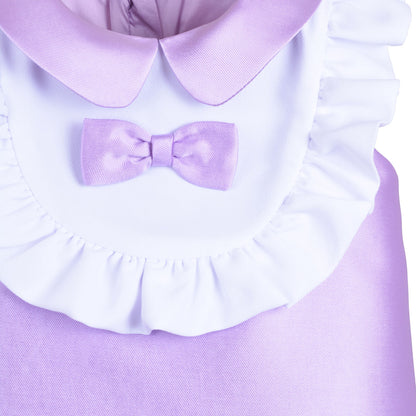 Girl's Ruffle Bib Shift Dress in Lilac