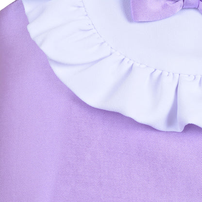 Girl's Ruffle Bib Shift Dress in Lilac