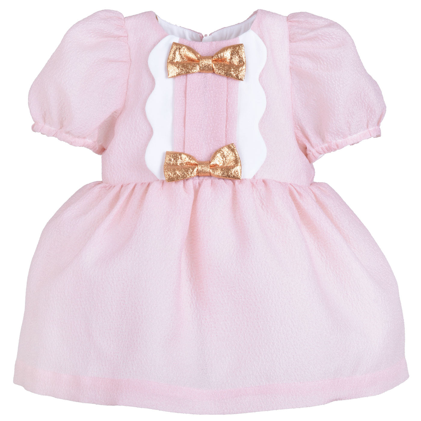 Baby's Scalloped Puff Sleeve Bodice Dress & Bloomers