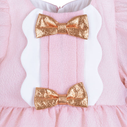 Baby's Scalloped Puff Sleeve Bodice Dress & Bloomers