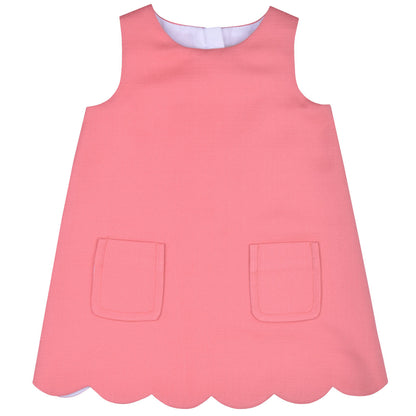 Baby's Scalloped Shift Dress in Raspberry
