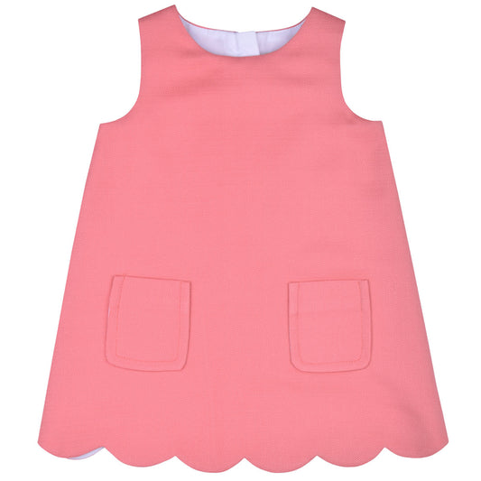Baby's Scalloped Shift Dress in Raspberry