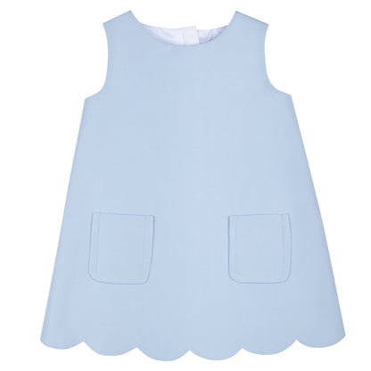 Baby's Scalloped Shift Dress in Powder Blue