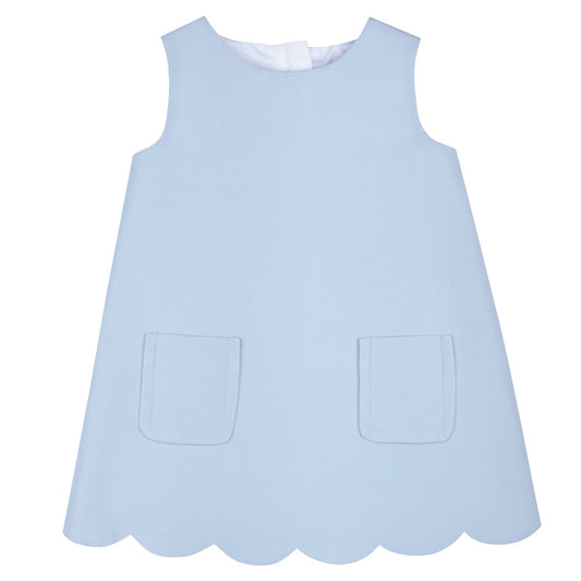 Baby's Scalloped Shift Dress in Powder Blue