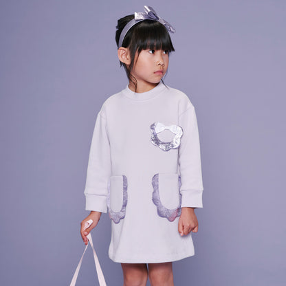 Girl's Side Bow Hairband in Lilac Metallic
