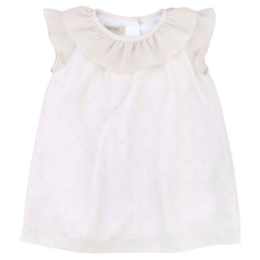 Baby's Spot Flutter Sleeve Dress in Stone Silver
