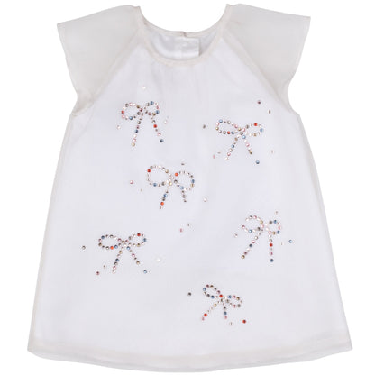 Baby's Swarovski Flutter Dress in Vintage Ivory