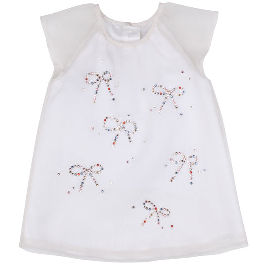 Baby's Swarovski Flutter Dress in Vintage Ivory