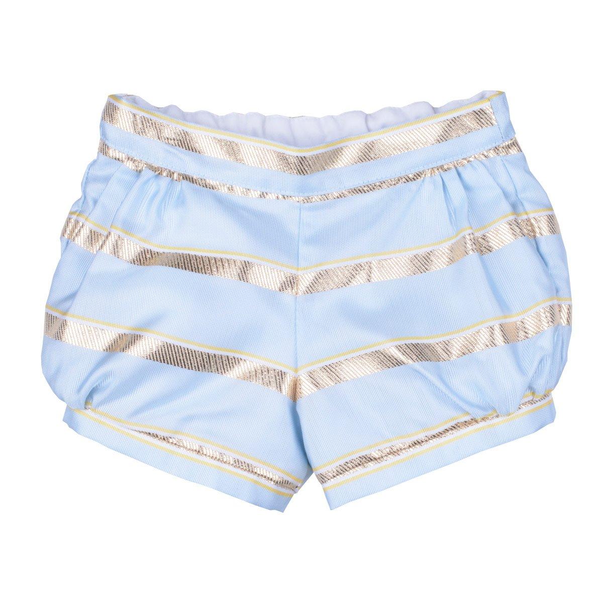 Baby's Sweetie Stripe Shorts in Powder Blue and Gold