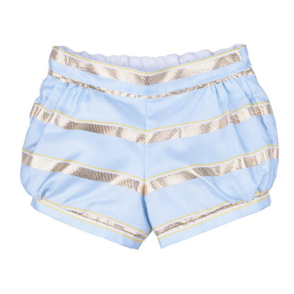 Baby's Sweetie Stripe Shorts in Powder Blue and Gold