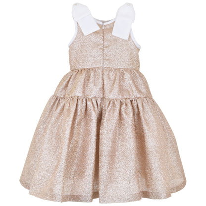Girl's Tiered Midi Dress in Antique Gold