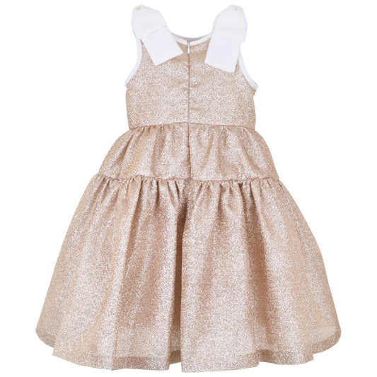 Girl's Tiered Midi Dress in Antique Gold