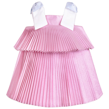 Baby's Tiered Pleated Trapeze Dress & Bloomers in Sugarplum