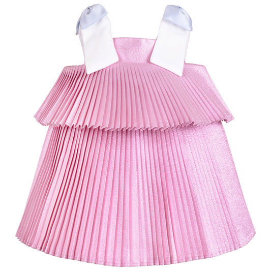 Baby's Tiered Pleated Trapeze Dress & Bloomers in Sugarplum