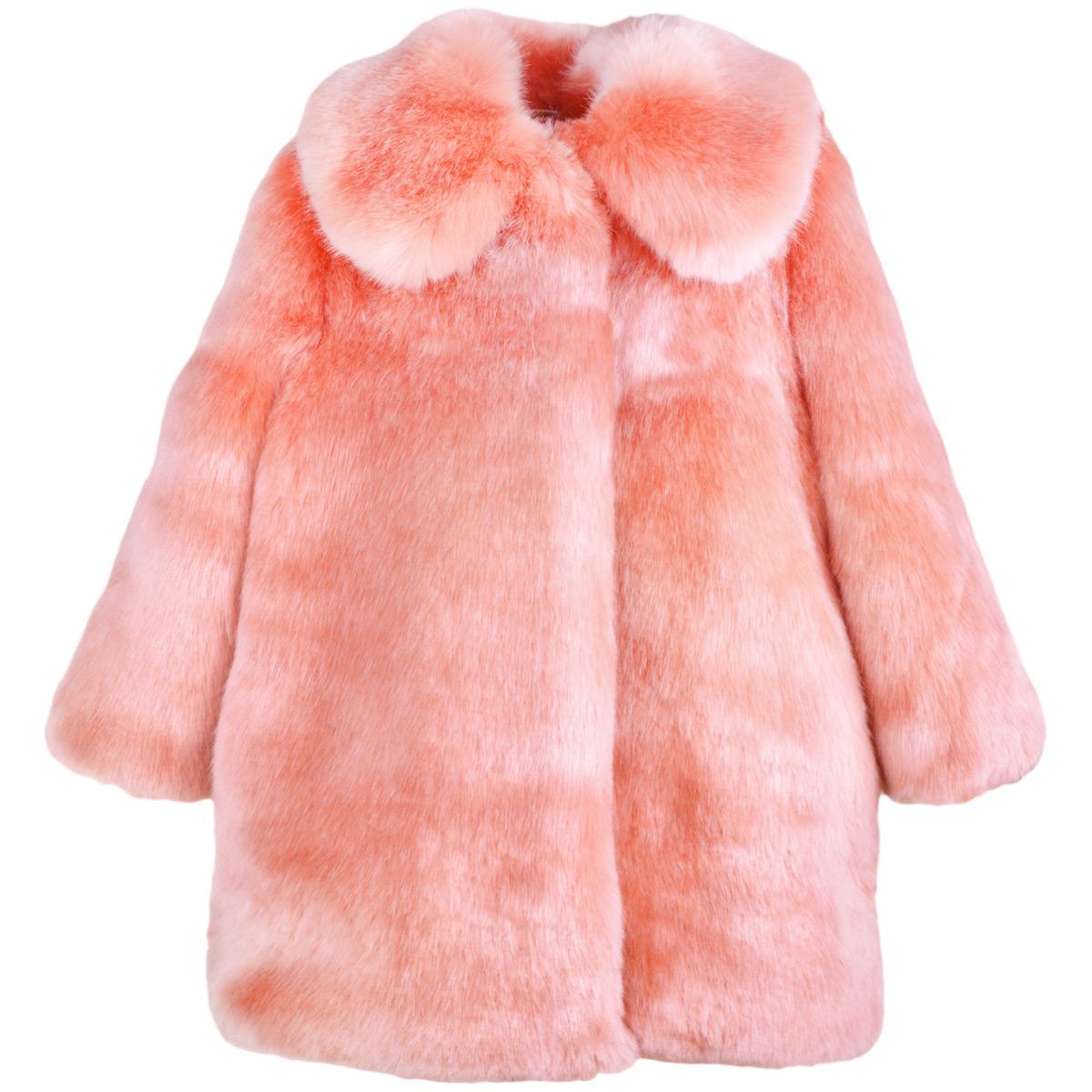 Girl's Faux Fur Coat in Milkshake