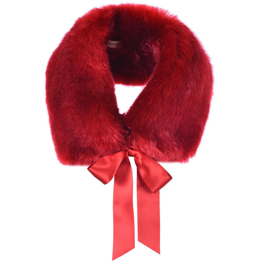 Girl's Faux Fur Stole in Cherry