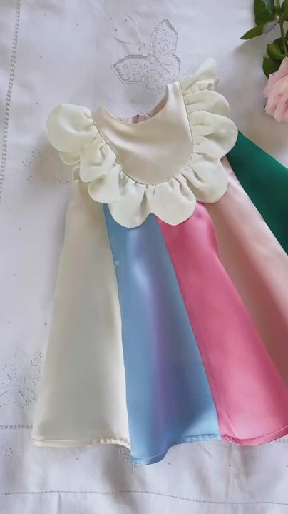 Ruffle Bib Rainbow Dress